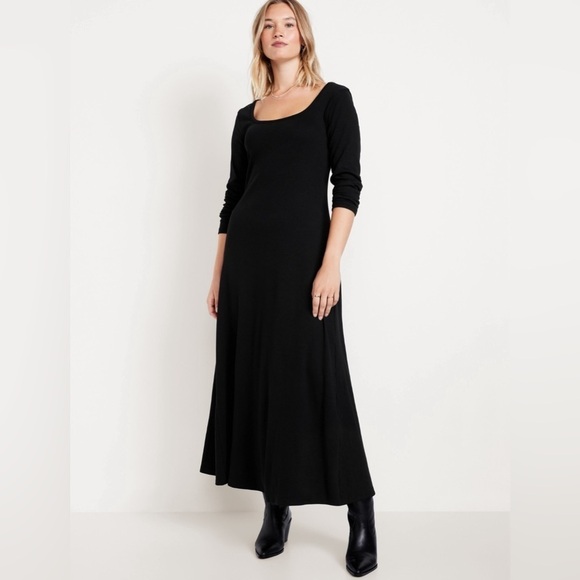 NWT! Old Navy Black Jack Fit & Flare Ribbed Maxi Dress - Multiple Sizes 👗 - Picture 4 of 10